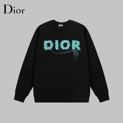 Dior Fashion Handpulled Rope Graffiti Logo Printed Round Neck Sweatshirt Unisex Casual Loose Sweatshirt