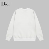 Dior Fashion Handpulled Rope Graffiti Logo Printed Round Neck Sweatshirt Unisex Casual Loose Sweatshirt