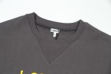 Loewe Fashion Splicing Color Contrast Embroidered Logo Round Neck Hoodie Unisex Casual Loose Sweatshirt