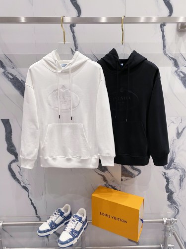 Prada Classic Crown Logo Letter Embroidered Hoodie Couple Loose Sweatshirt