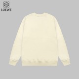 Loewe Fashion Splicing Color Contrast Embroidered Logo Round Neck Hoodie Unisex Casual Loose Sweatshirt
