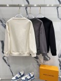 Loewe Fashion Splicing Color Contrast Embroidered Logo Round Neck Hoodie Unisex Casual Loose Sweatshirt