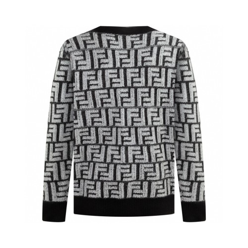 Fendi New Full Print Logo Jacquard Sweater Fashion Couple Long Sleeve Cardigan Coat