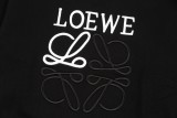 Loewe Fashion Splicing Color Contrast Embroidered Logo Round Neck Hoodie Unisex Casual Loose Sweatshirt