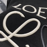 Loewe Fashion Splicing Color Contrast Embroidered Logo Round Neck Hoodie Unisex Casual Loose Sweatshirt