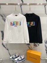 Fendi Classic Heavy Industries Colorful FF Embroidered Round Neck Hoodie Unisex Casual Sweatshirt