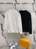Loewe Fashion Splicing Color Contrast Embroidered Logo Round Neck Hoodie Unisex Casual Loose Sweatshirt