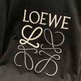 Loewe Fashion Splicing Color Contrast Embroidered Logo Round Neck Hoodie Unisex Casual Loose Sweatshirt