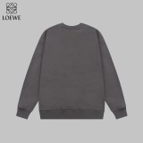 Loewe Fashion Splicing Color Contrast Embroidered Logo Round Neck Hoodie Unisex Casual Loose Sweatshirt