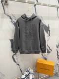Loewe Couple Personality Misaligned Letter Logo Embroidered Casual Hoodie