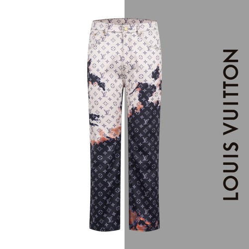 Louis Vuitton Fashion Fire Cloud Leather Label Jeans
