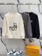 Loewe Fashion Splicing Color Contrast Embroidered Logo Round Neck Hoodie Unisex Casual Loose Sweatshirt