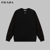 Prada Classic Triangle Logo Loog Round Neck Sweatshirt Unisex Casual Loose Sweatshirt