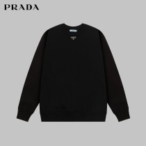 Prada Classic Triangle Logo Loog Round Neck Sweatshirt Unisex Casual Loose Sweatshirt