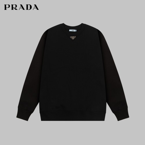 Prada Classic Triangle Logo Loog Round Neck Sweatshirt Unisex Casual Loose Sweatshirt