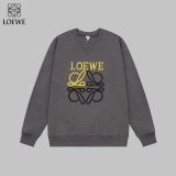 Loewe Fashion Splicing Color Contrast Embroidered Logo Round Neck Hoodie Unisex Casual Loose Sweatshirt