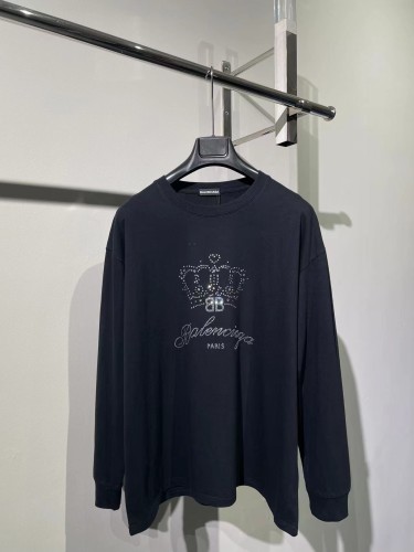 Balenciaga Crown Hot Diamond Long Sleeve T-shirt Couples Loose Long Sleeve