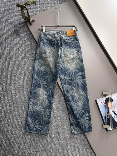 Louis Vuitton New Fashion Jacquard Leaf Piercing Jeans Pants