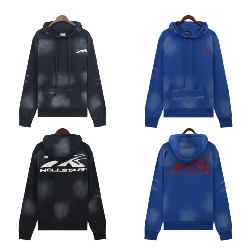 Hellstar Washed Printed Trendy Cotton Retro Hooded Sweatshirt