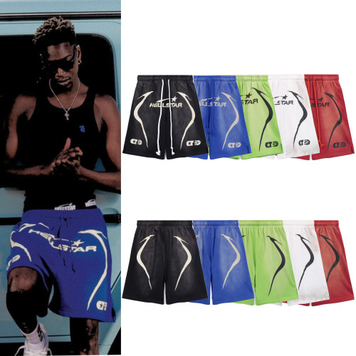 Hellstar Washed Retro Vintage Print Short Sports Pants
