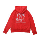Plam Angels Logo Printed Hooded Casual Unisex Oversize Sweatshirt