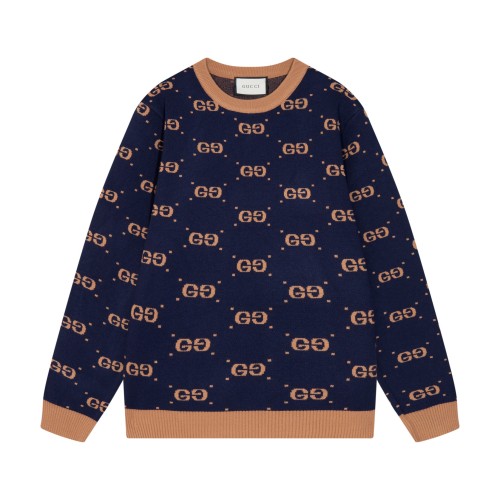 Gucci Classic Full Body Double G-Letter Jacquard Round Neck Sweater