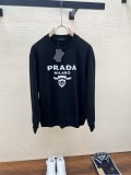 Prada New Embroidered Logo Printed Sweatshirt Unisex Casual Round Neck Sweatshirt