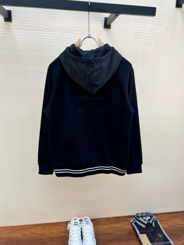 Prada Fashion 3D Embroidered Logo Coat Unisex Casual Zipper Coat