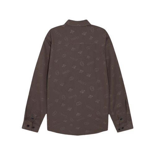 Gucci Classic Full Bee Logo Printed Long Sleeve Shirt