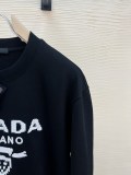 Prada New Embroidered Logo Printed Sweatshirt Unisex Casual Round Neck Sweatshirt