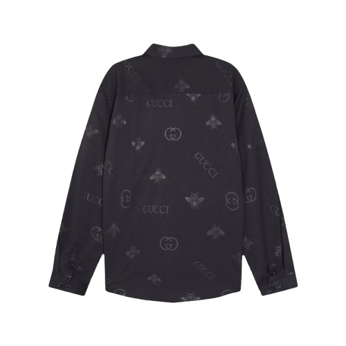 Gucci Classic Full Bee Logo Printed Long Sleeve Shirt