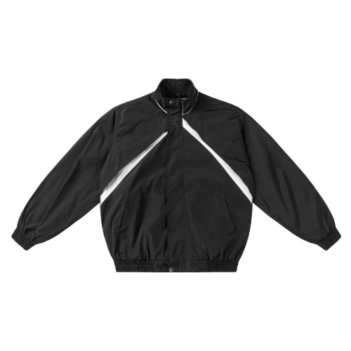 Balenciaga Classic Logo Printed Windbreaker Coat Unisex Contrast Casual Zipper Coat