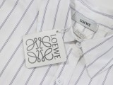 Loewe New Unisex Embroidered Logo Blended Grey Stripe Embroidered Shirt