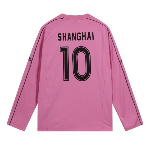 Balenciaga Logo Embroidered Splicing Long Sleeve T-shirt Couple's Joint Football Sportswear