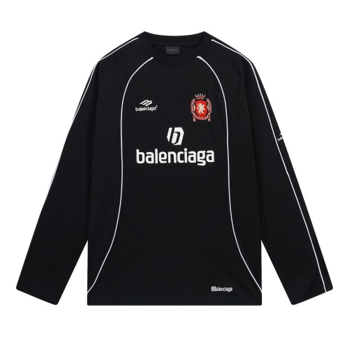Balenciaga Logo Embroidered Splicing Long Sleeve T-shirt Couple's Joint Football Sportswear