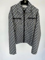 Dior New Unisex Full Logo Jacquard Collar Zipper Jacket