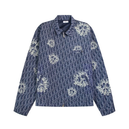 Dior New Full Floral Vintage Letter Coat Unisex Casual Zipper Jacket
