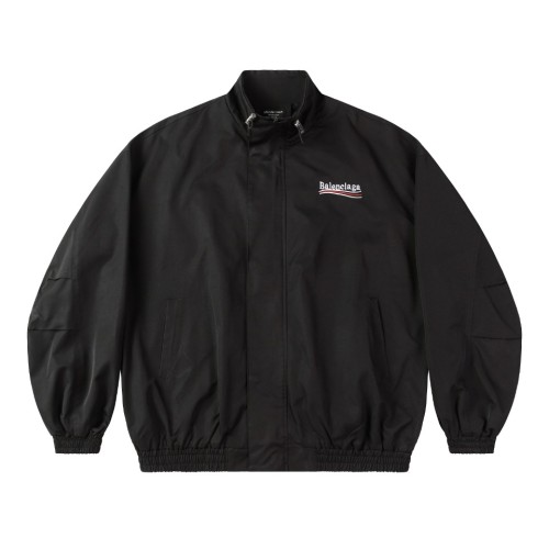 Balenciaga Classic Cola Wave Logo Printed Windbreaker Coat Unisex Casual Zipper Coat