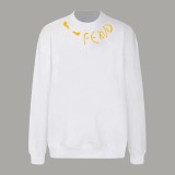 Fendi Personality Letter Printed Round Neck Hoodie Unisex Casual Loose Sweatshirt