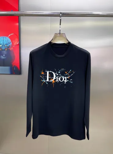 Dior New Inkjet Logo Printed Long Sleeve T-shirt Unisex Fashion Casual Loose T-shirt
