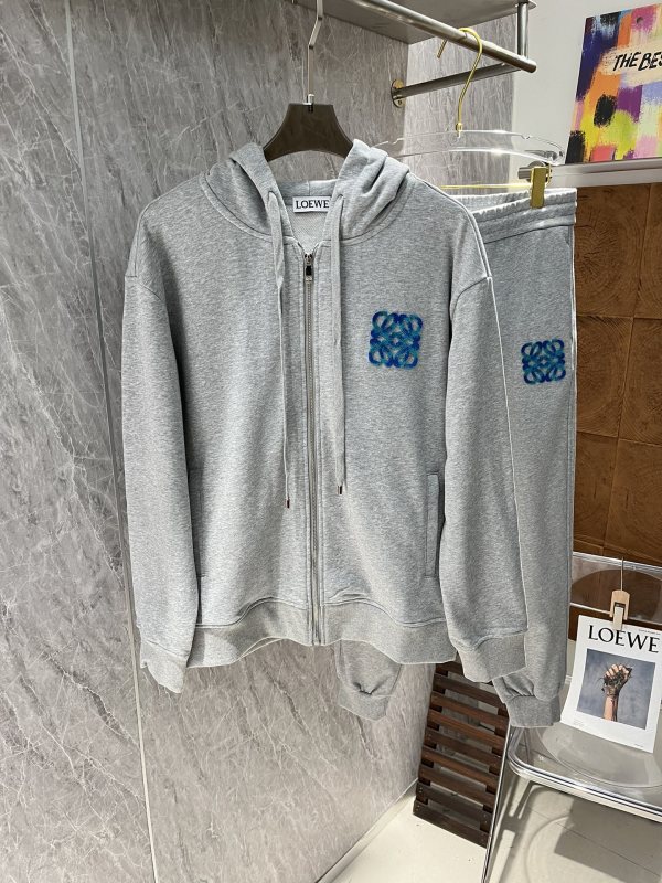 Loewe Toothbrush Embroidered Logo Casual Set Unisex Loose Zipper Sportswear