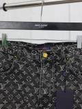 Louis Vuitton Full Print Jacquard Embroidered Little Red Straight leg Jeans Unisex Washed Punched Jeans