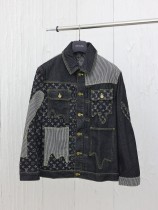 Louis Vuitton New Logo Jacquard Contrast Splicing Cowboy Coat
