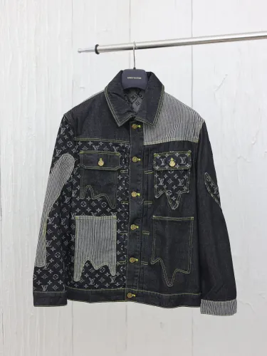 Louis Vuitton New Logo Jacquard Contrast Splicing Cowboy Coat