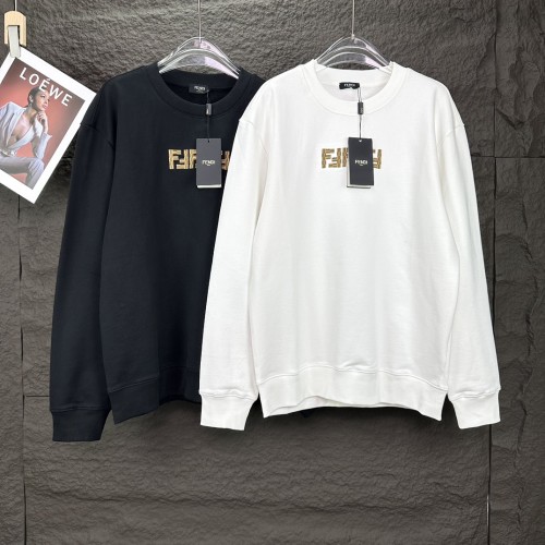 Fendi Classic Embroidered Logo Sportswear Unisex Casual Round Neck Hoodie