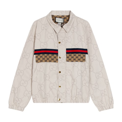 Gucci New Full Double G Logo Jacquard Jacket Couple Casual Versatile Coat