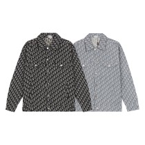 Dior New Full Logo Jacquard Washed Denim Coat Unisex Classic Casual Jacket