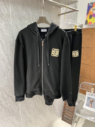 Loewe Toothbrush Embroidered Logo Casual Set Unisex Loose Zipper Sportswear