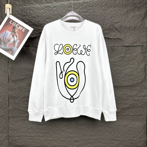 Loewe Trendy Padded Fleece Logo Sportswear Unisex Casual Round Neck Hoodie
