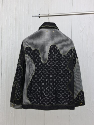 Louis Vuitton New Logo Jacquard Contrast Splicing Cowboy Coat